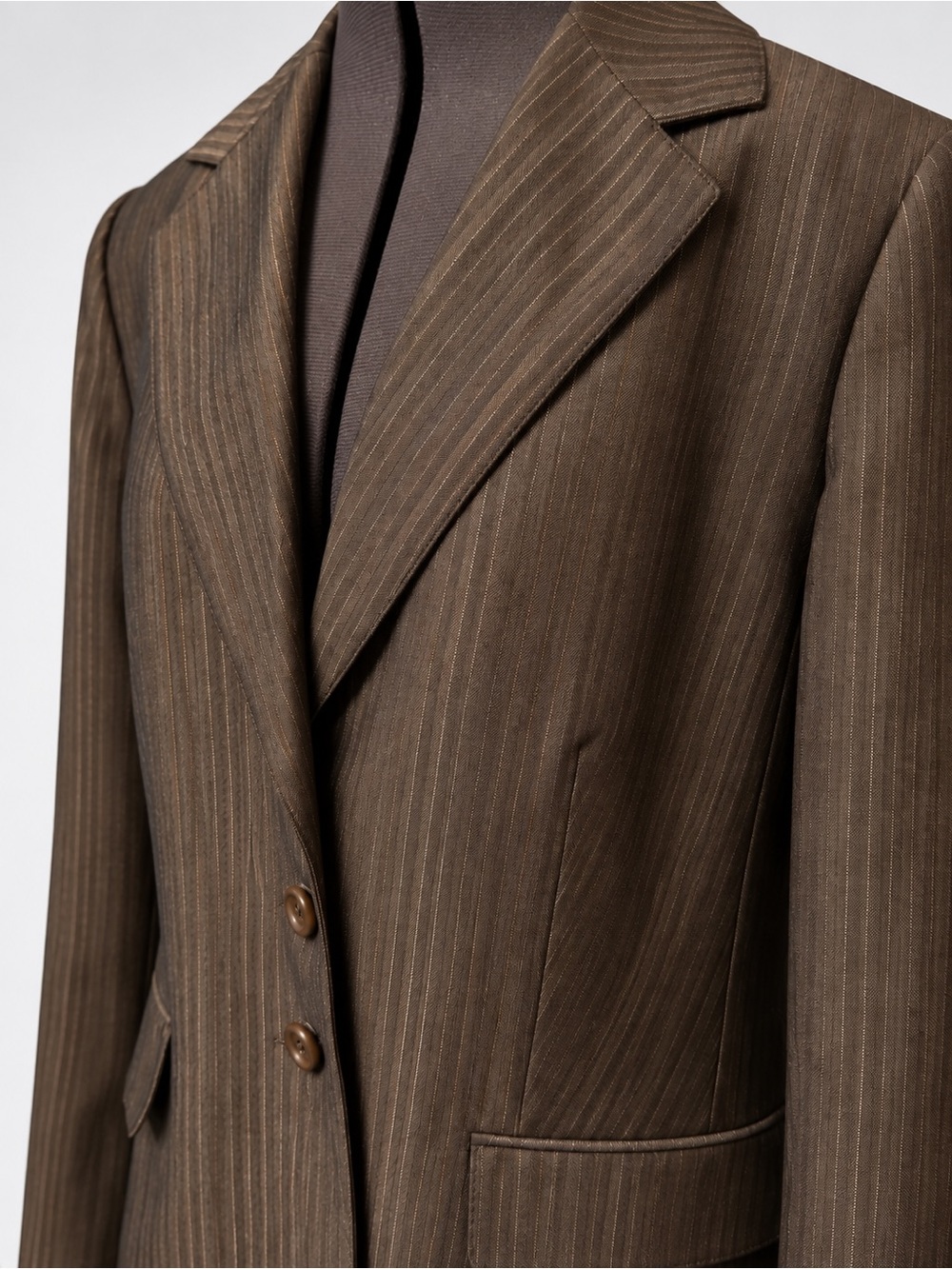 Kasper Brown Metallic Pinstripe Blazer Size 14 Tailored Career Suit Jacket - Picture 4 of 6